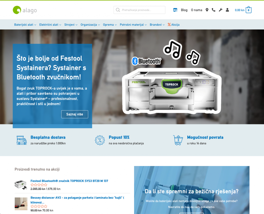 Alago.hr desktop homepage
