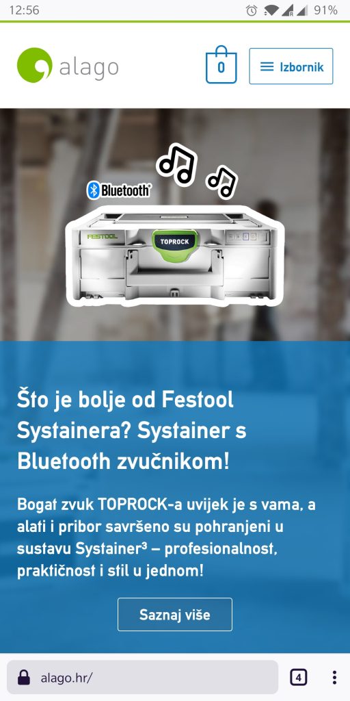 Alago.hr mobile homepage
