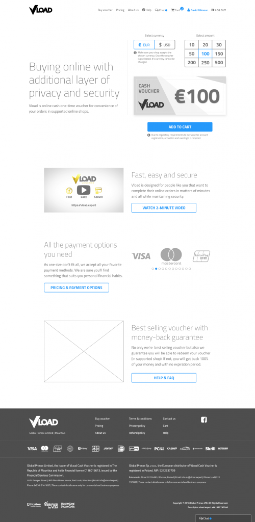 Vload homepage desktop loggedin state