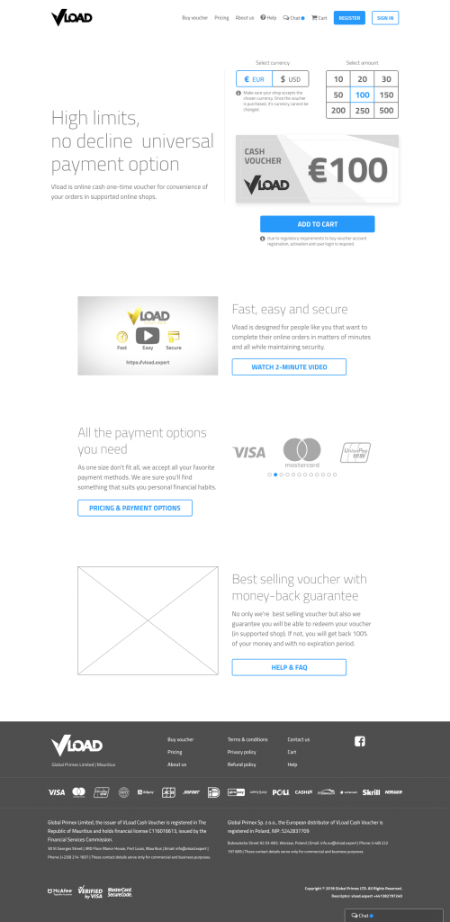 Vload homepage desktop loggedout state