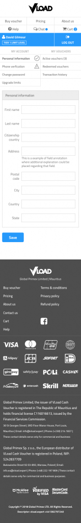Vload userprofile mobile loggedin state